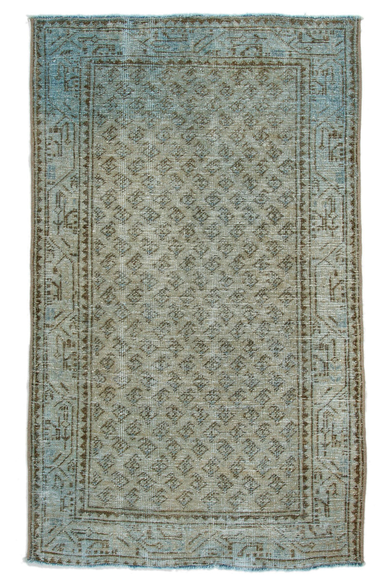 2x4 Blue and Brown Persian Tribal Rug