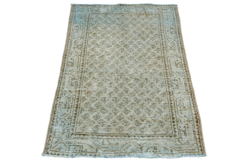 2x4 Blue and Brown Persian Tribal Rug