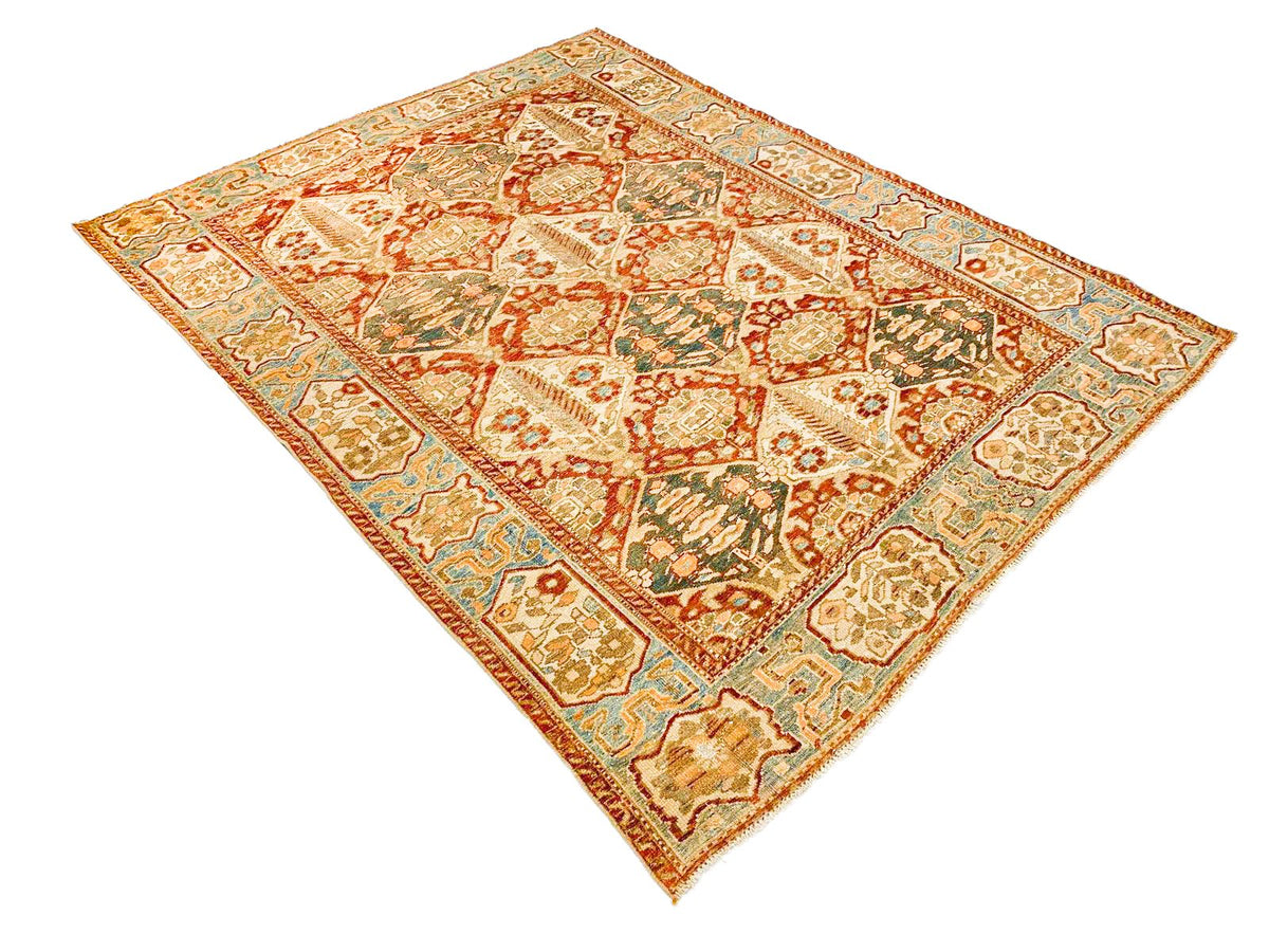 5x7 Ivory and Green Persian Rug