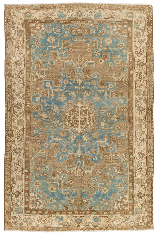 4x6 Blue and Ivory Persian Rug