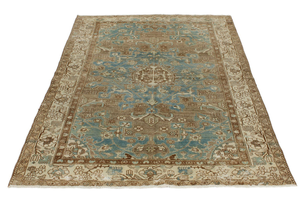 4x6 Blue and Ivory Persian Rug
