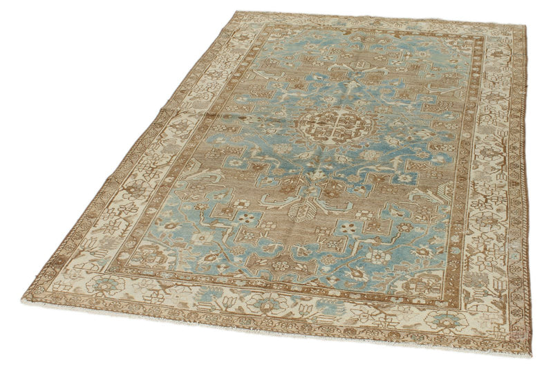 4x6 Blue and Ivory Persian Rug