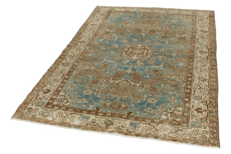 4x6 Blue and Ivory Persian Rug