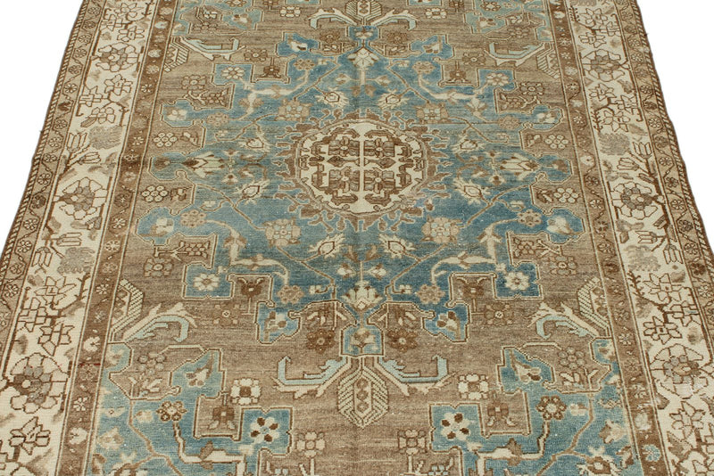 4x6 Blue and Ivory Persian Rug
