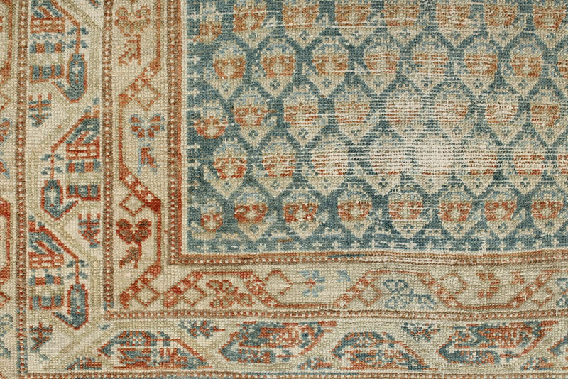 3x16 Blue and Ivory Persian Rug