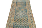 3x16 Blue and Ivory Persian Rug
