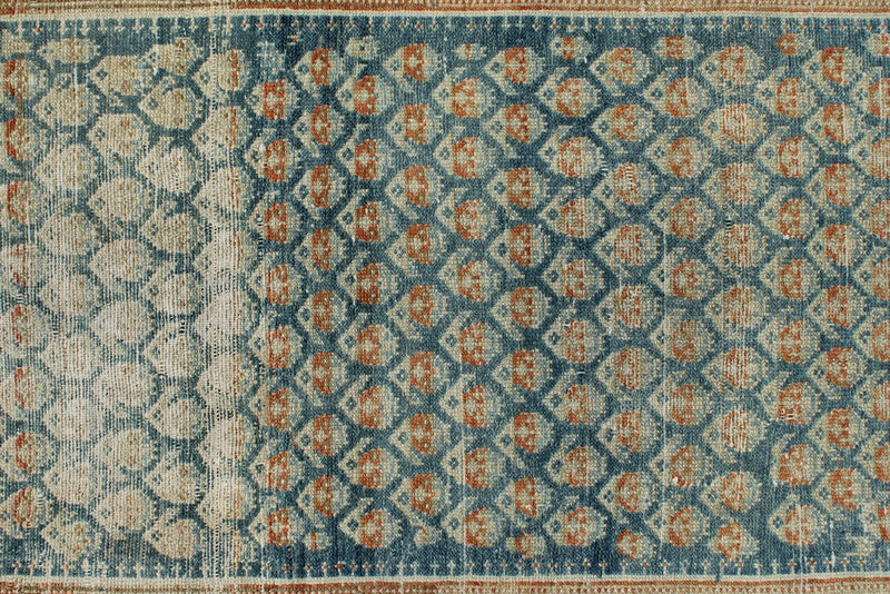 3x16 Blue and Ivory Persian Rug