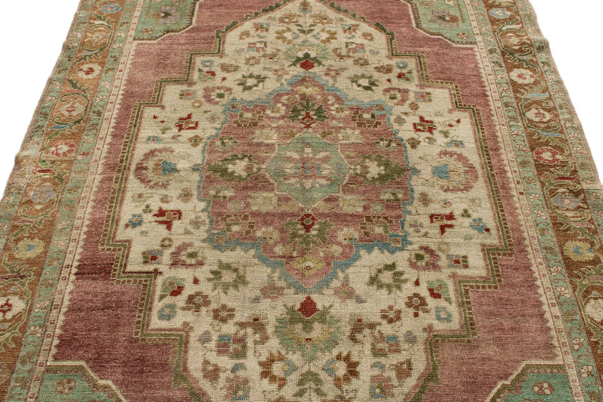 5x10 Pink and Green Turkish Tribal Runner