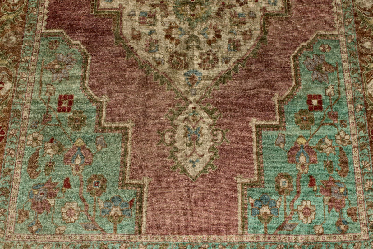 5x10 Pink and Green Turkish Tribal Runner