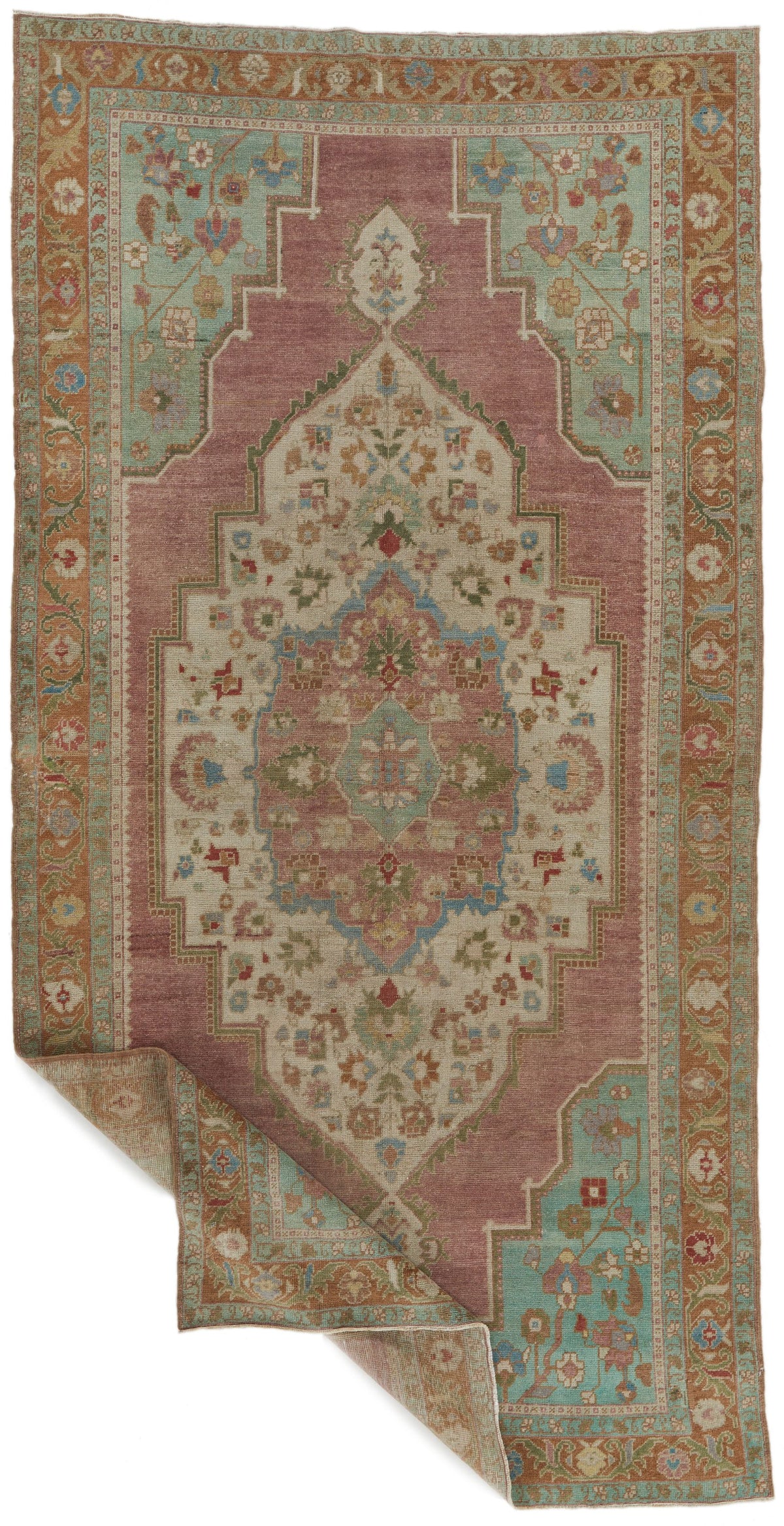 5x10 Pink and Green Turkish Tribal Runner