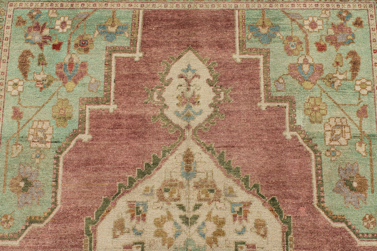 5x10 Pink and Green Turkish Tribal Runner