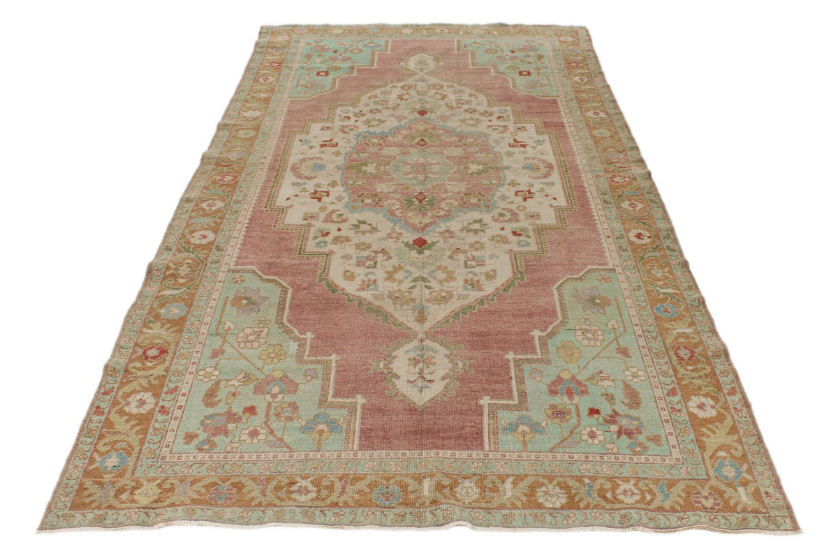 5x10 Pink and Green Turkish Tribal Runner