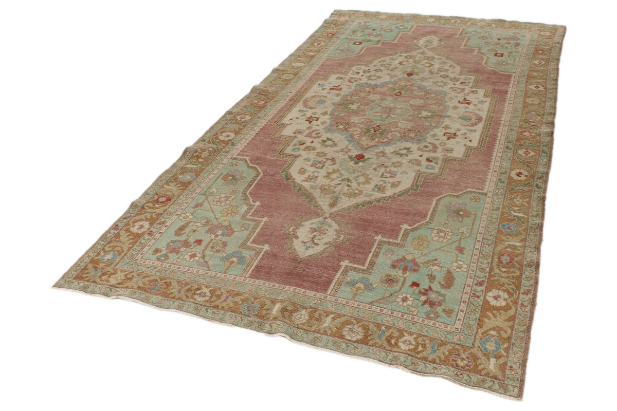 5x10 Pink and Green Turkish Tribal Runner