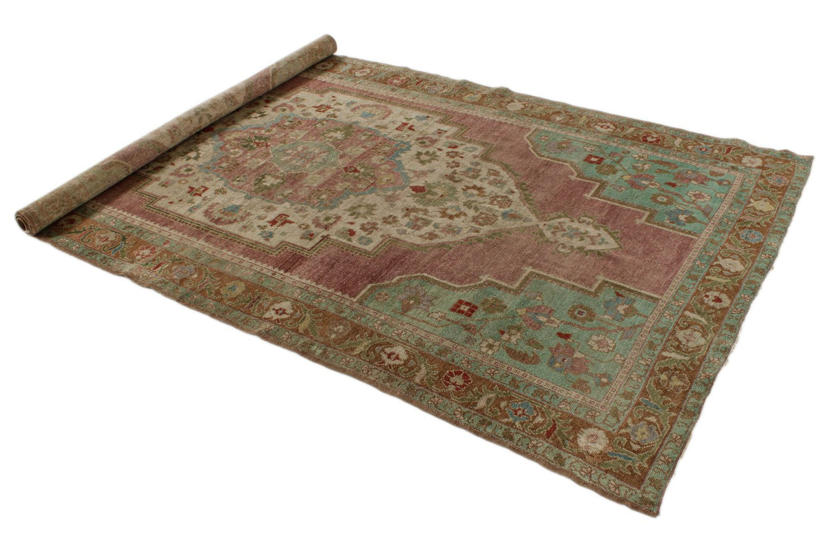 5x10 Pink and Green Turkish Tribal Runner