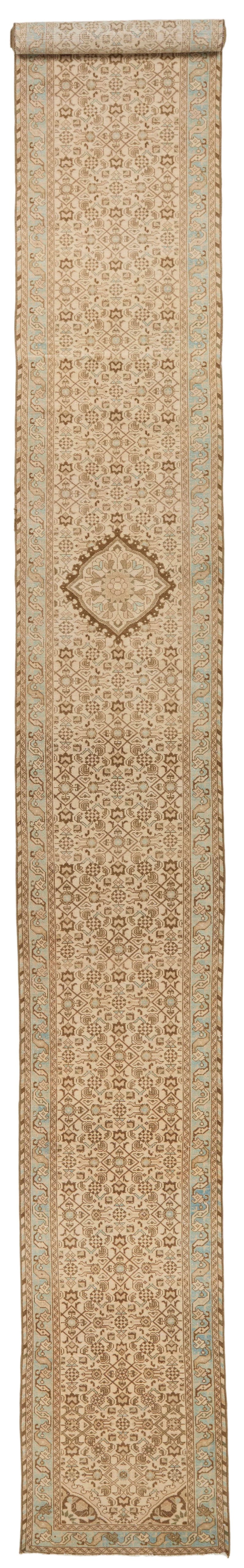 2x20 Beige And Blue Persian Traditional Runner