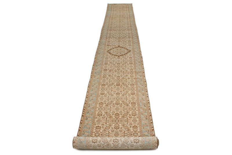 2x20 Beige And Blue Persian Traditional Runner