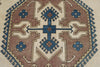 8x12 Ivory and Blue Turkish Tribal Rug