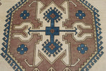 8x12 Ivory and Blue Turkish Tribal Rug