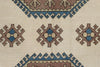 8x12 Ivory and Blue Turkish Tribal Rug