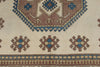 8x12 Ivory and Blue Turkish Tribal Rug