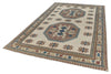 8x12 Ivory and Blue Turkish Tribal Rug