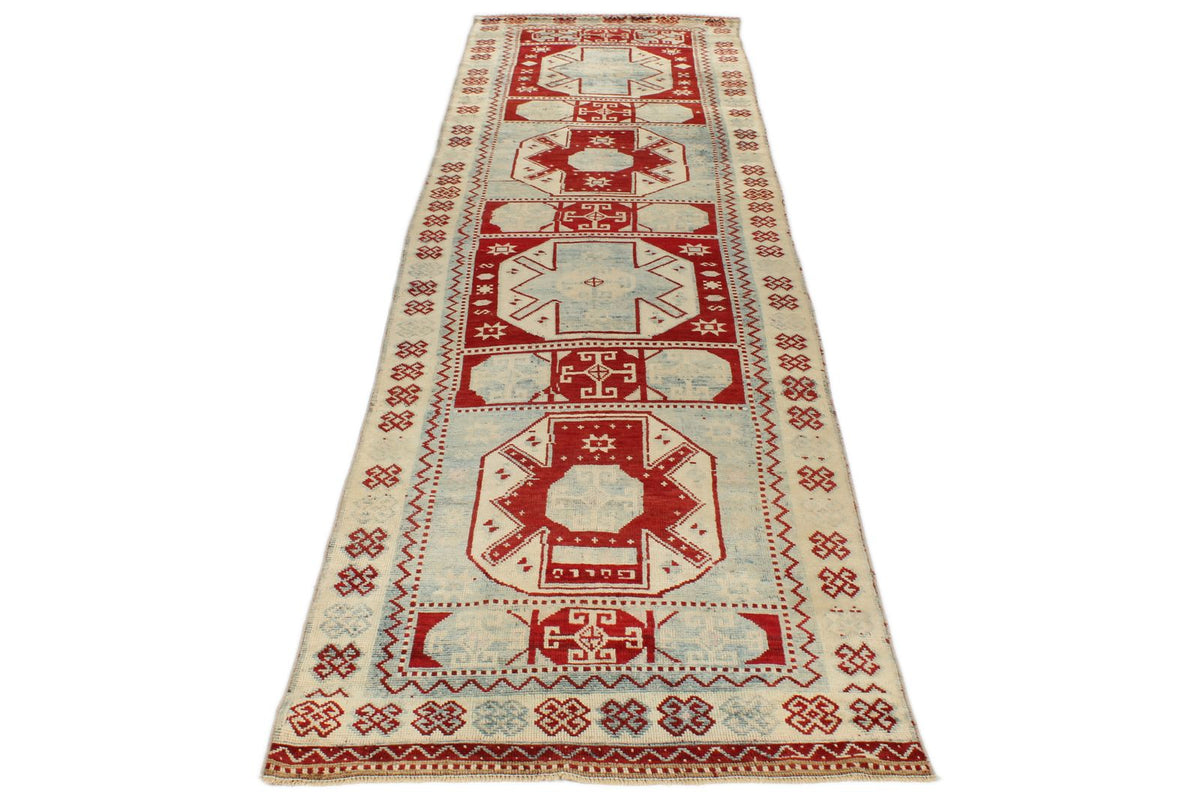 3x12 Red and Blue Turkish Tribal Runner