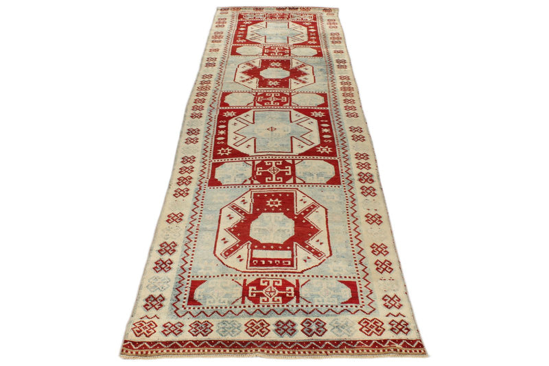 3x12 Red and Blue Turkish Tribal Runner
