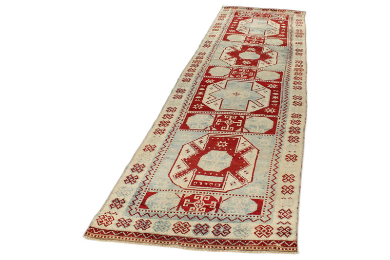 3x12 Red and Blue Turkish Tribal Runner