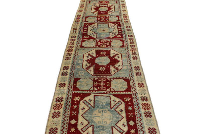 3x12 Red and Blue Turkish Tribal Runner