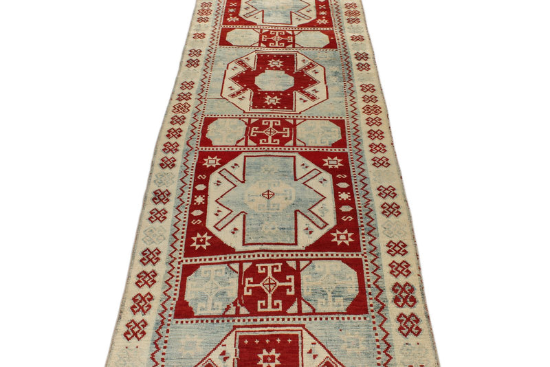 3x12 Red and Blue Turkish Tribal Runner