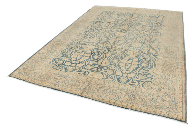 7x10 Blue and Ivory Persian Traditional Rug