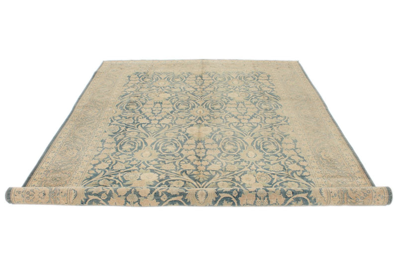 7x10 Blue and Ivory Persian Traditional Rug