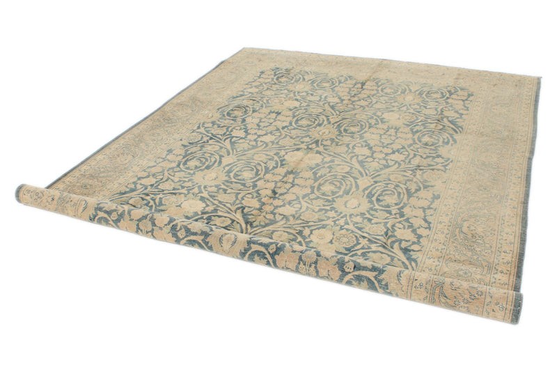 7x10 Blue and Ivory Persian Traditional Rug