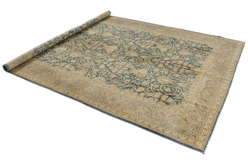 7x10 Blue and Ivory Persian Traditional Rug