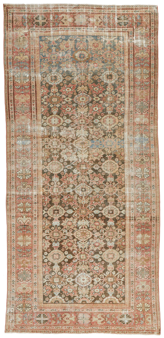 5x10 Brown and Rust Persian Tribal  Runner