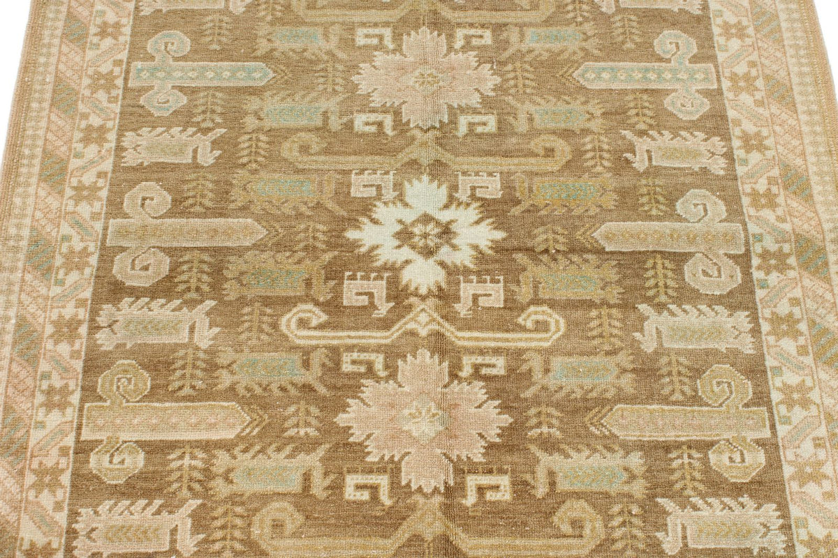 4x6 Brown and Green Persian Tribal Rug