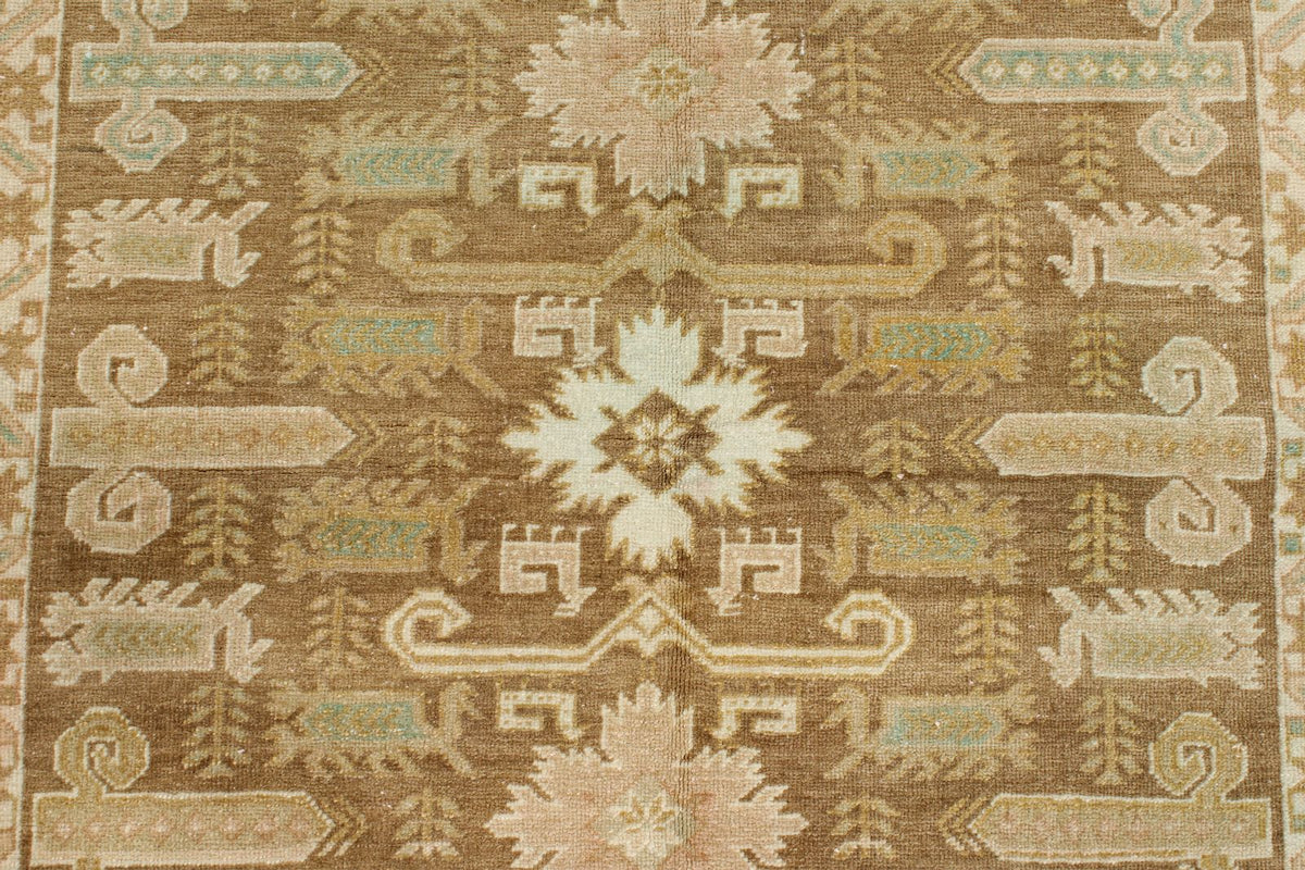 4x6 Brown and Green Persian Tribal Rug