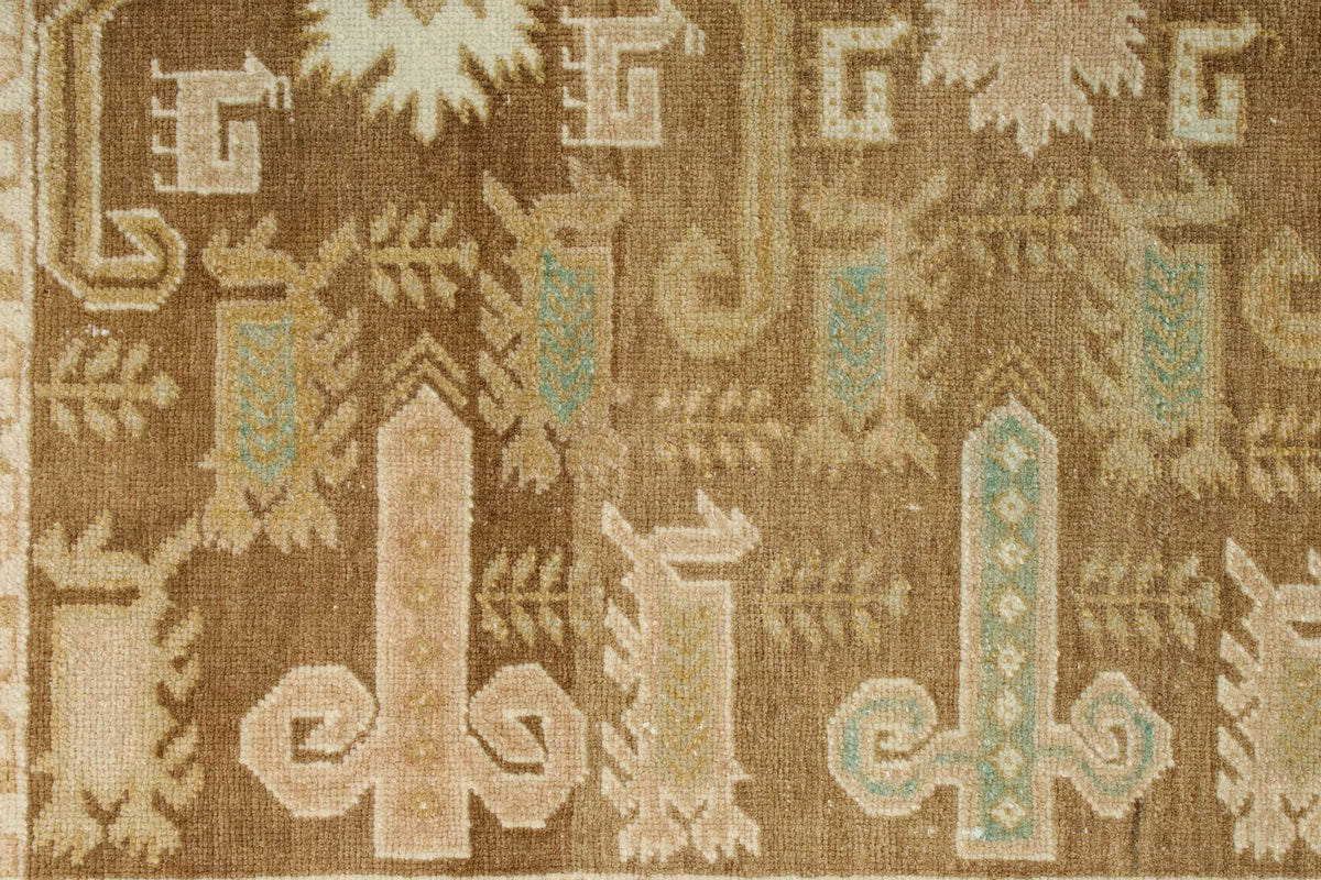 4x6 Brown and Green Persian Tribal Rug