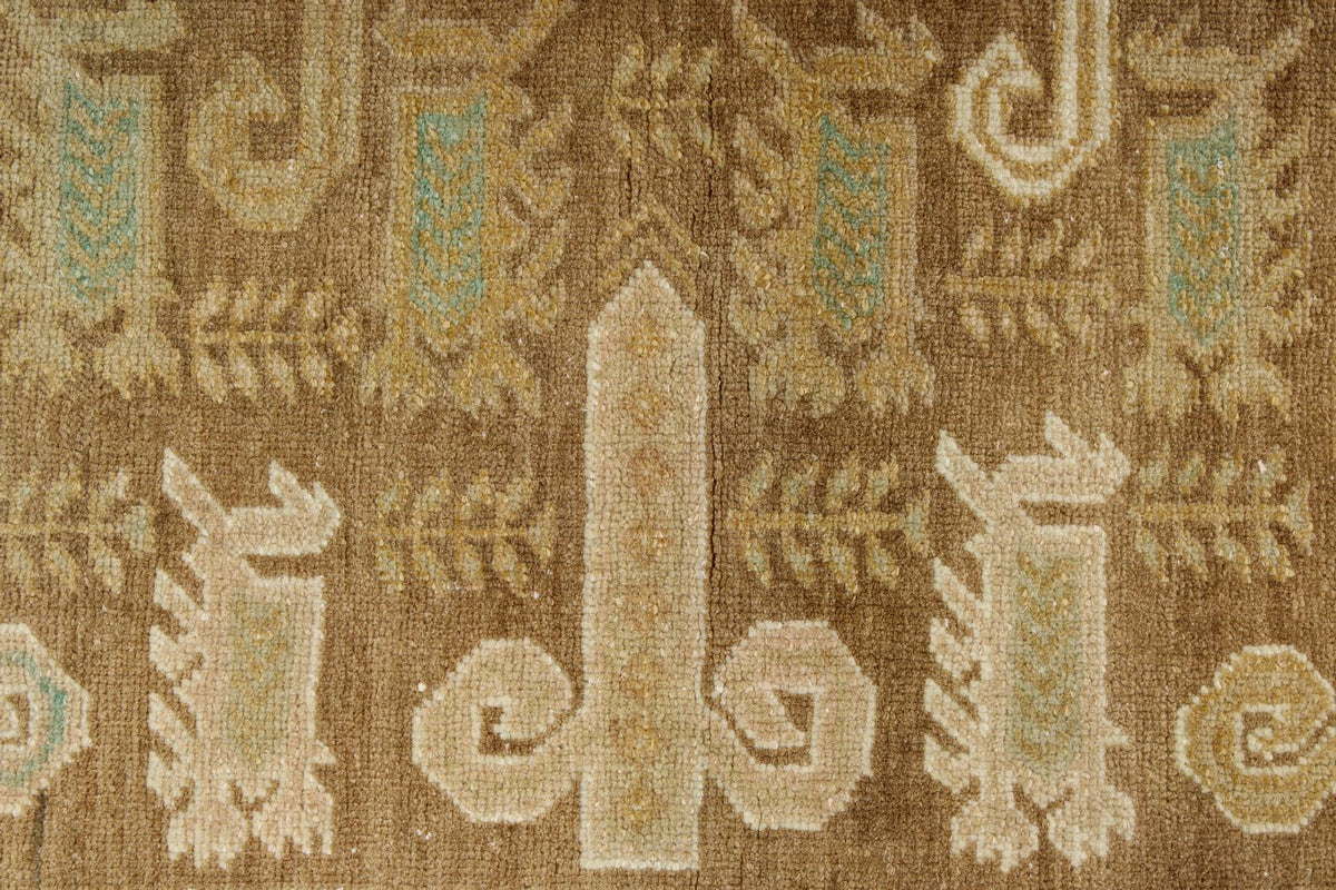 4x6 Brown and Green Persian Tribal Rug