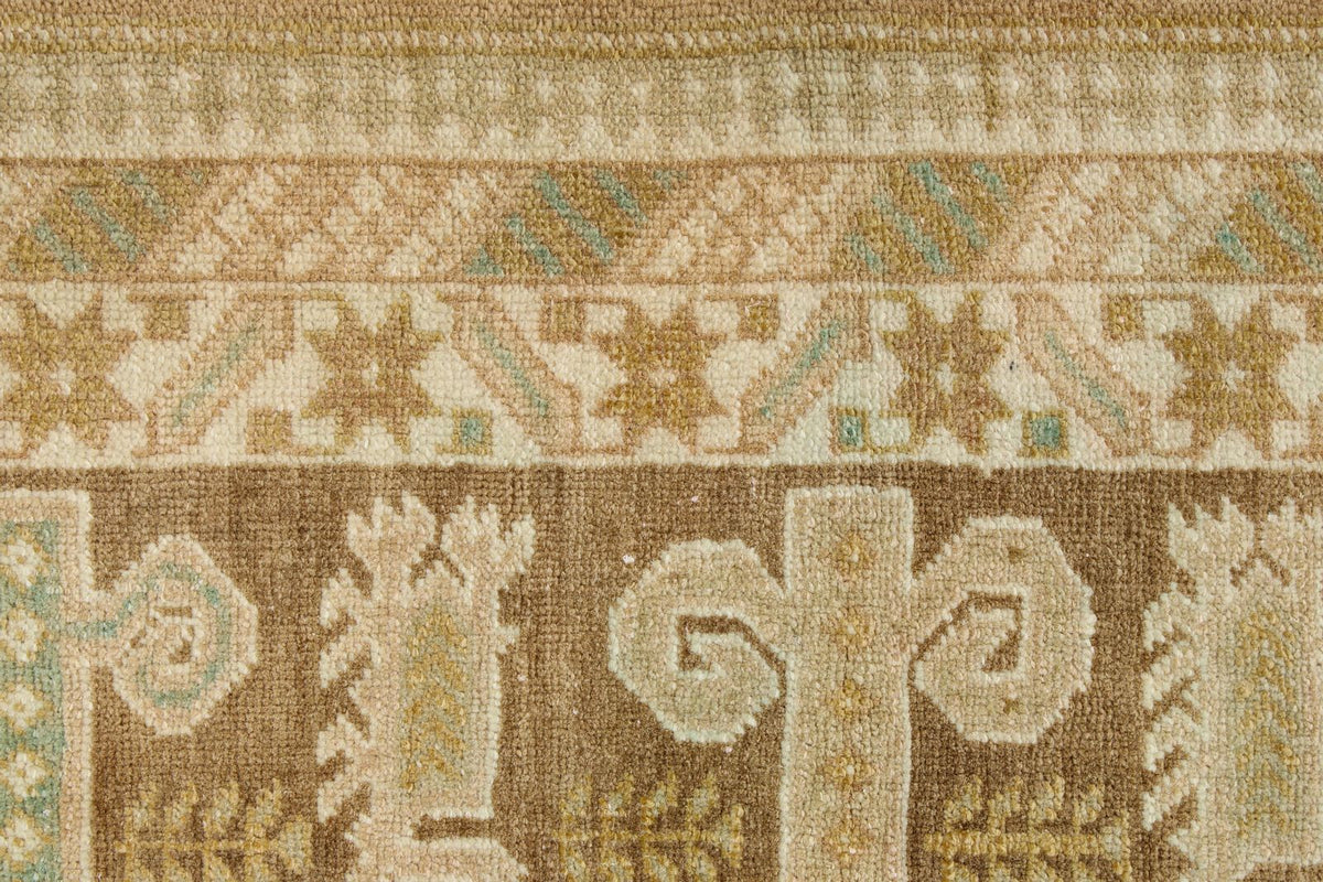 4x6 Brown and Green Persian Tribal Rug