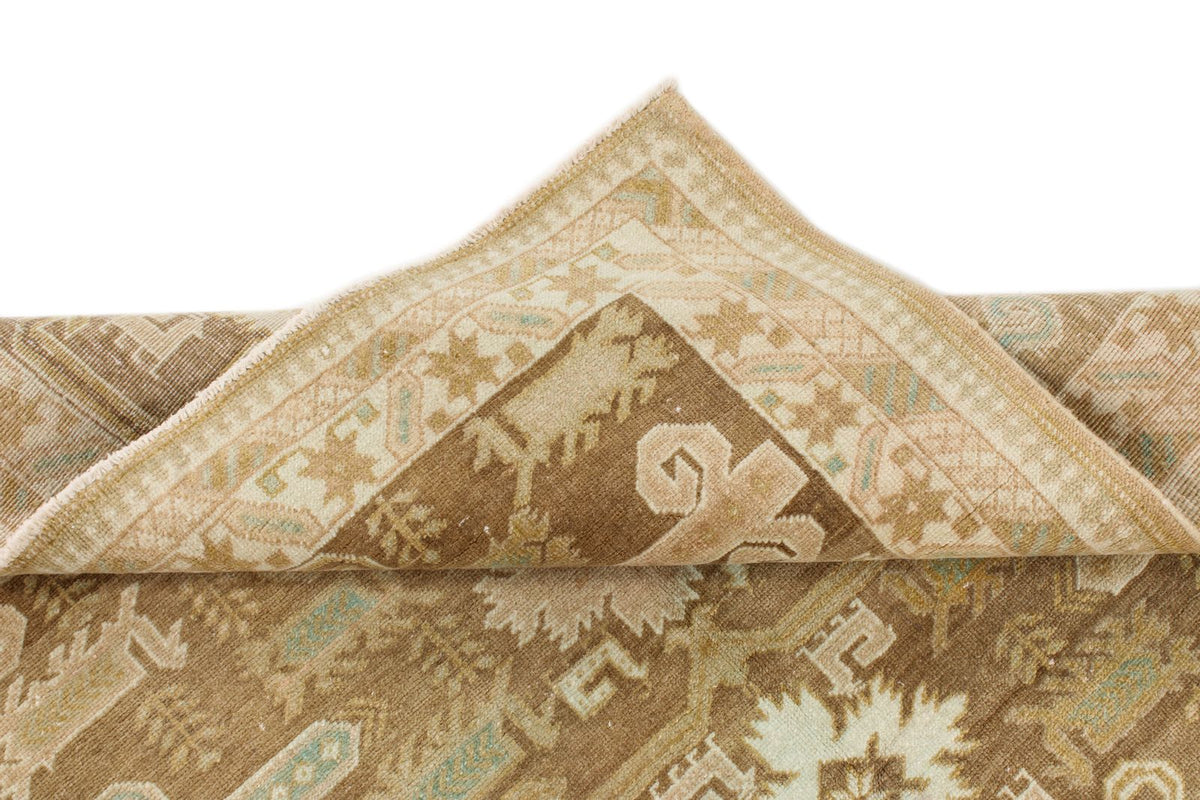 4x6 Brown and Green Persian Tribal Rug