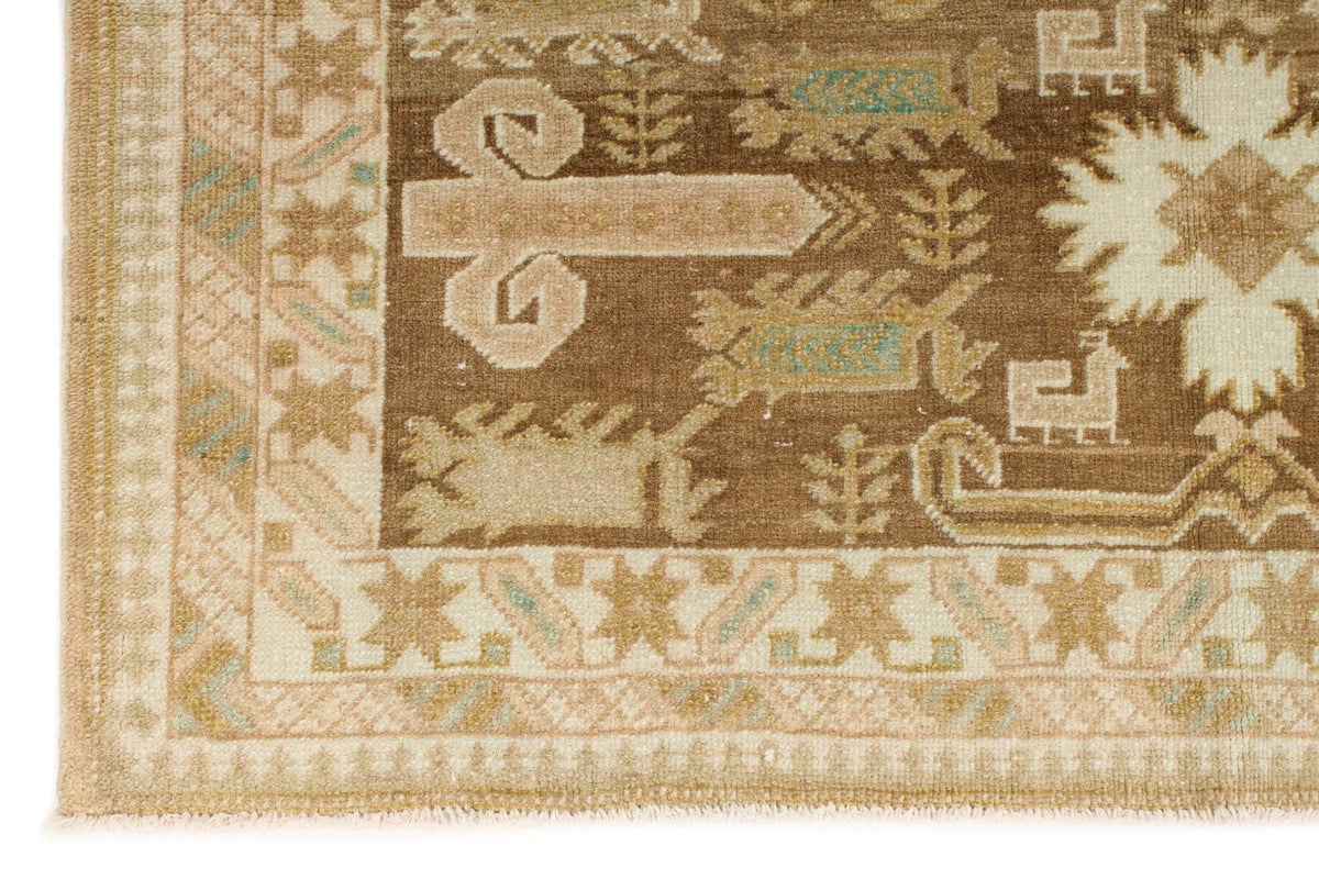 4x6 Brown and Green Persian Tribal Rug