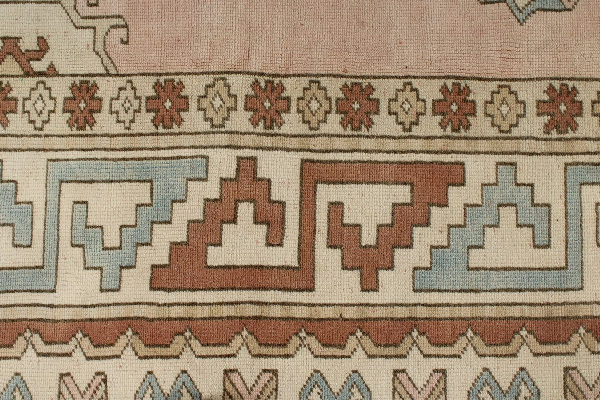 9x11 Pink and Ivory Turkish Tribal Rug