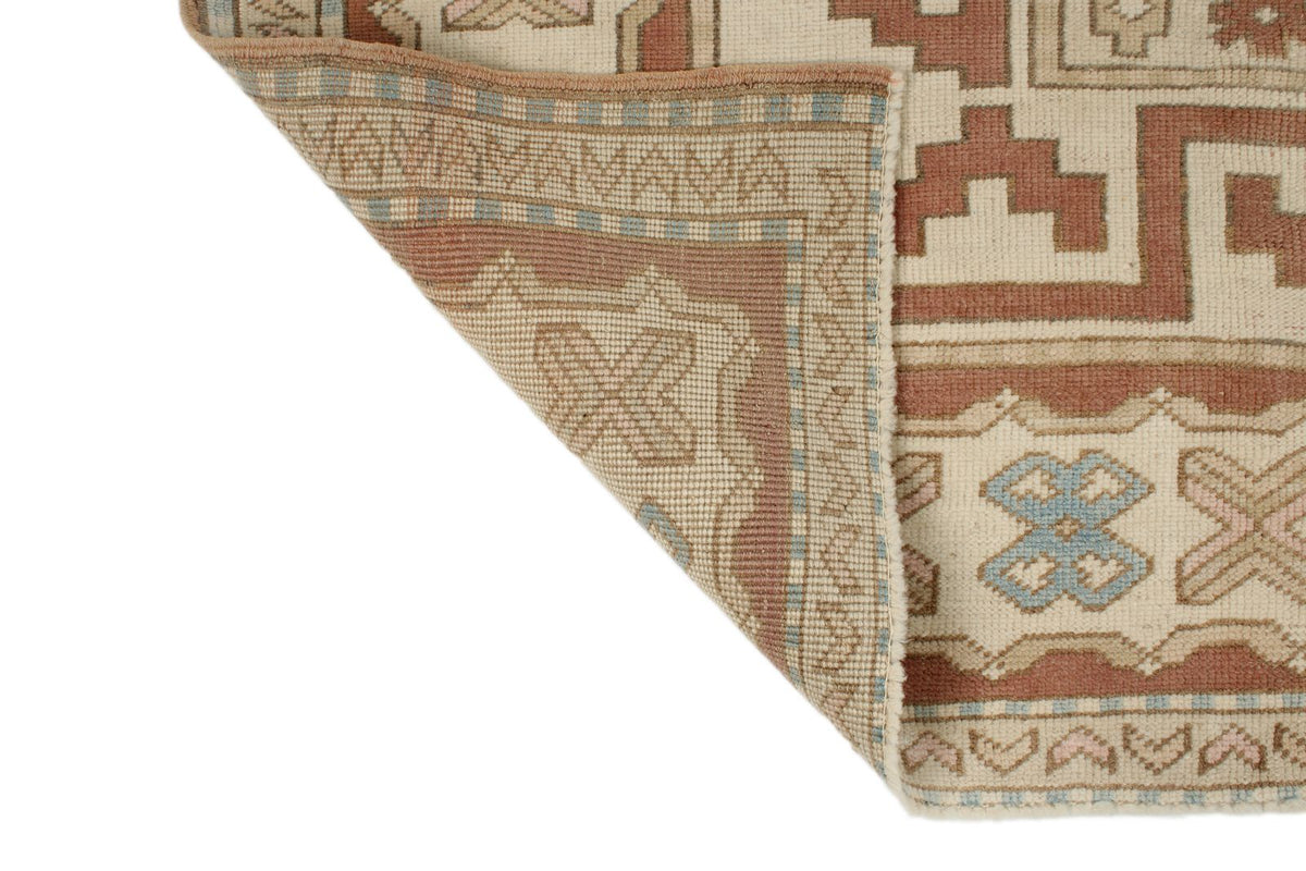 9x11 Pink and Ivory Turkish Tribal Rug