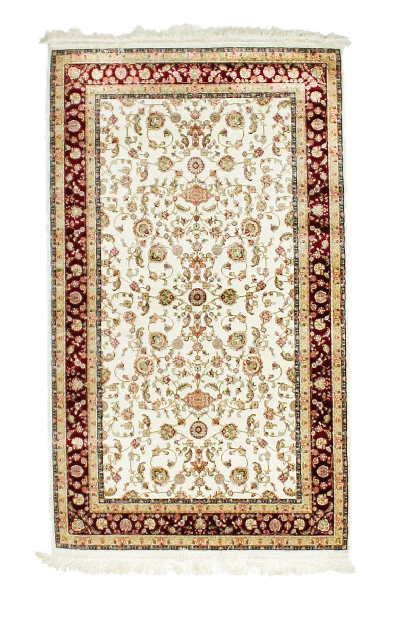 3x5 Ivory and Red Turkish Antep Rug
