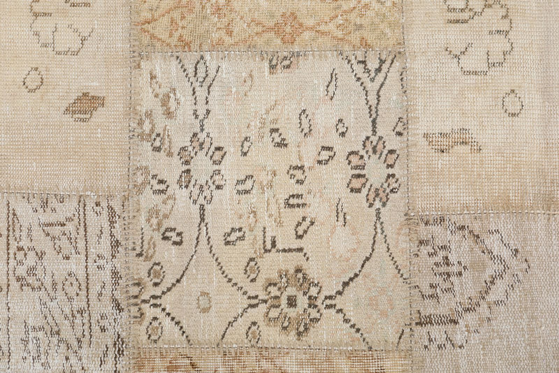 7x10 Beige and Ivory Turkish Patchwork Rug