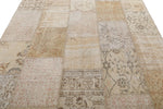 7x10 Beige and Ivory Turkish Patchwork Rug