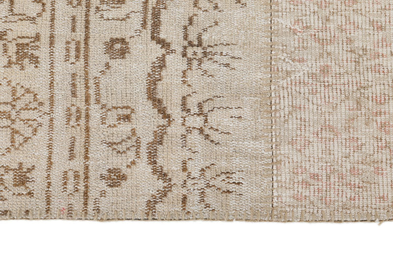 7x10 Beige and Ivory Turkish Patchwork Rug
