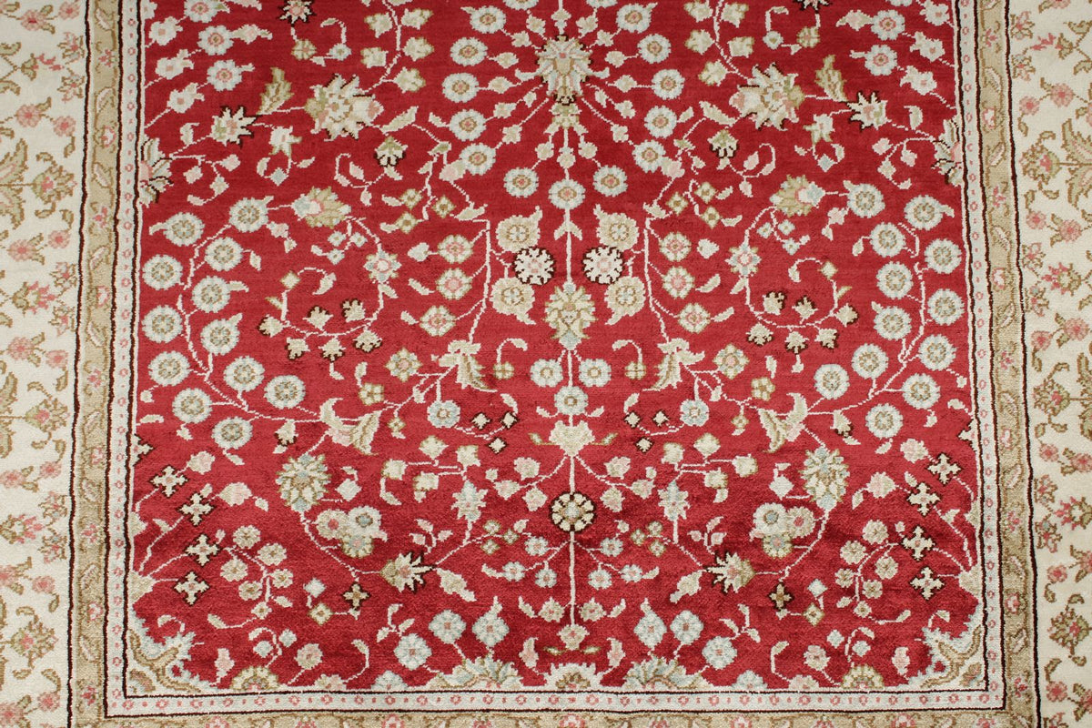3x5 Red and Ivory Turkish Silk Rug
