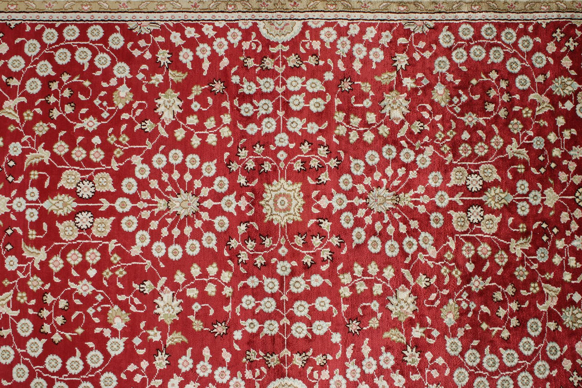 3x5 Red and Ivory Turkish Silk Rug